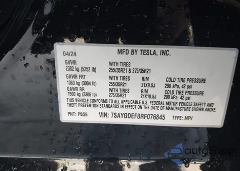 2024 Tesla Model Y Performance Dual Motor All-Wheel Drive from USA, damaged, VIN 7SAYGDEF8RF076845